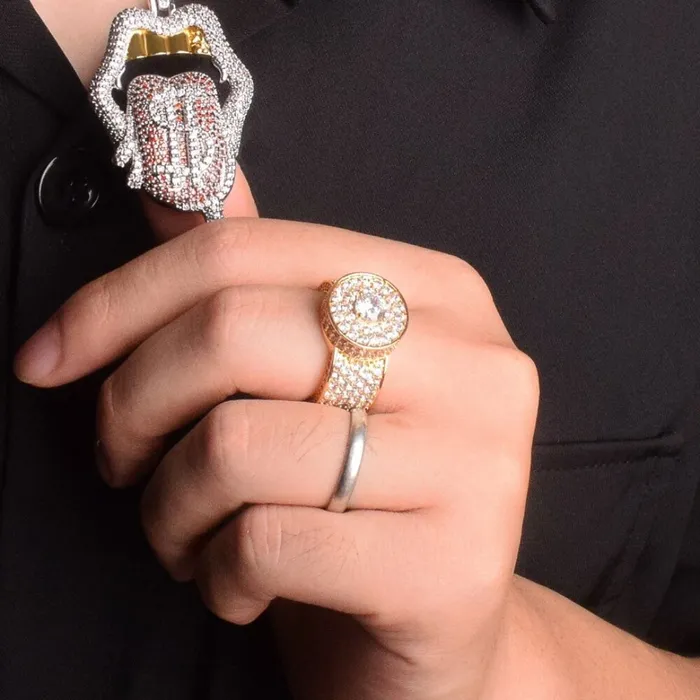 Tennis Cut Round Iced Out Diamond Ring ROUND TENNIS Rings