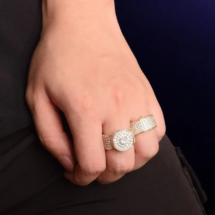 Tennis Cut Round Iced Out Diamond Ring ROUND TENNIS Rings