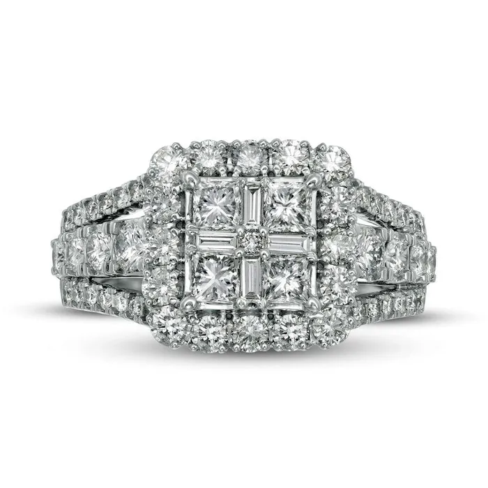 15 CT TW Composite Natural Diamond Cushion Frame Antique VintageStyle Engagement Ring in Solid 14K White Gold Goldia Rings 15 CT TW Composite Natural Diamond Cushion Frame Antique VintageStyle Engagement Ring in Solid 14K White Gold Goldia Rings