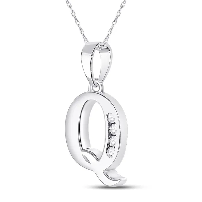 14k White Gold Round Diamond Q Initial Letter Pendant 120 Cttw gndatlanta Necklaces 14k White Gold Round Diamond Q Initial Letter Pendant 120 Cttw gndatlanta Necklaces