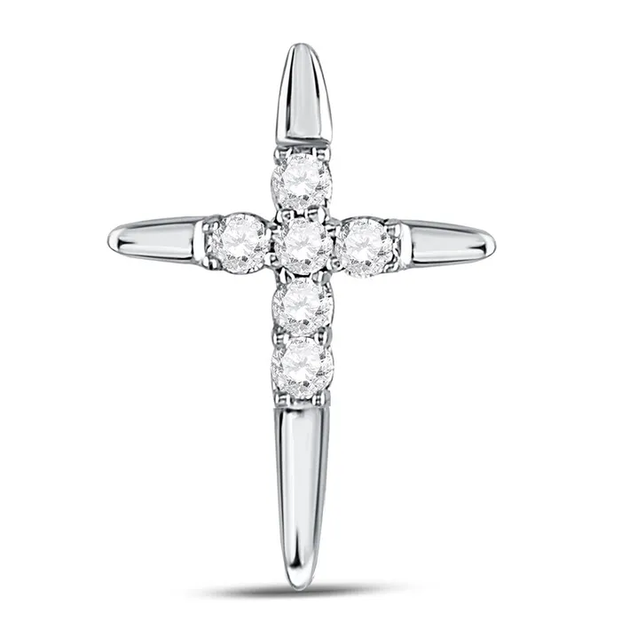 14k White Gold Round Diamond Religious Cross Pendant 110 Cttw gndatlanta Necklaces