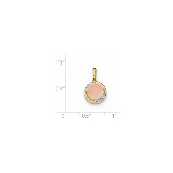 14K Yellow Gold Pink Chalcedony and Real Diamond Pendant Goldia Necklaces