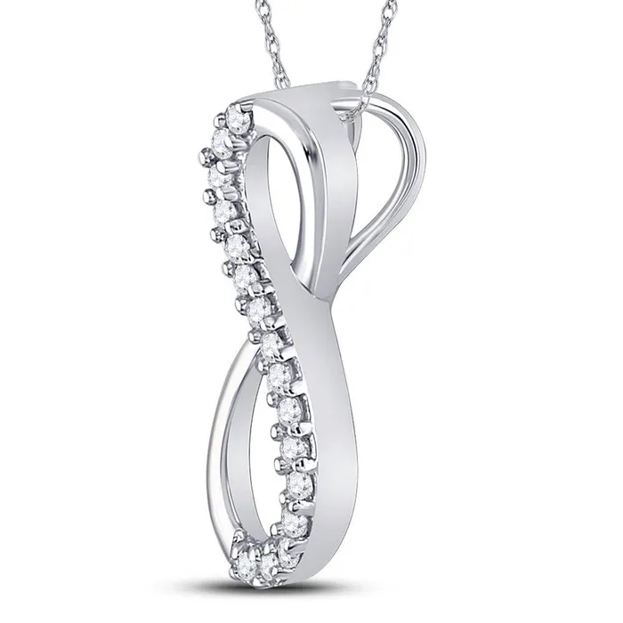 gndatlanta Necklaces 14k White Gold Round Diamond Infinity Pendant 110 Cttw gndatlanta Necklaces 14k White Gold Round Diamond Infinity Pendant 110 Cttw