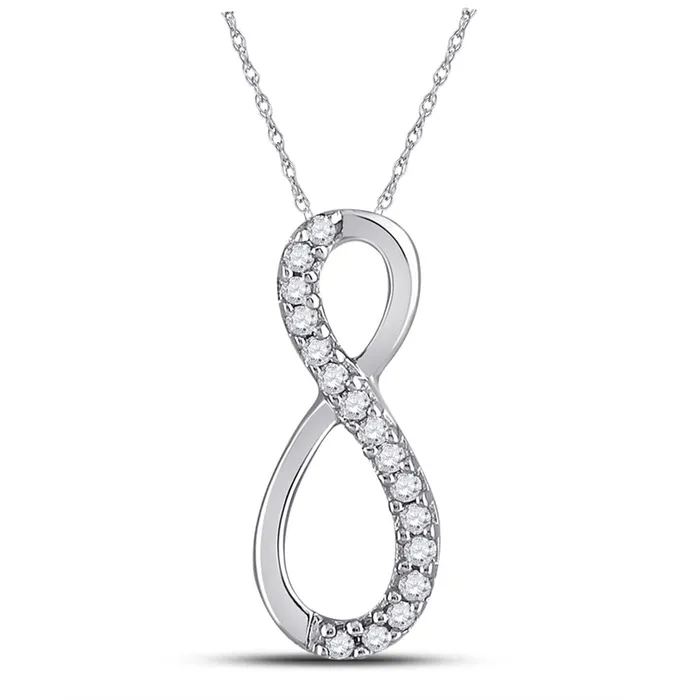 gndatlanta Necklaces 14k White Gold Round Diamond Infinity Pendant 110 Cttw