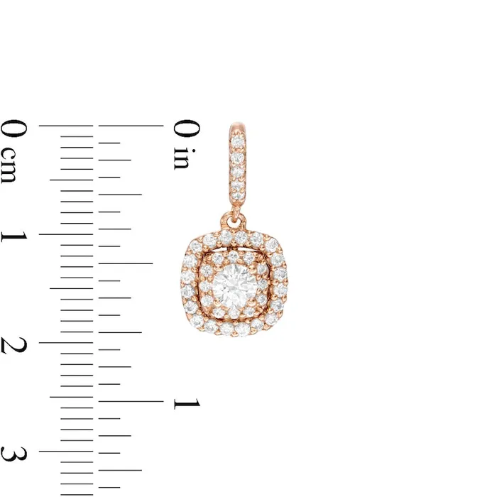 Goldia 1 CT TW Diamond Double Cushion Frame Drop Earrings in 14K Rose Gold Earrings Goldia 1 CT TW Diamond Double Cushion Frame Drop Earrings in 14K Rose Gold Earrings