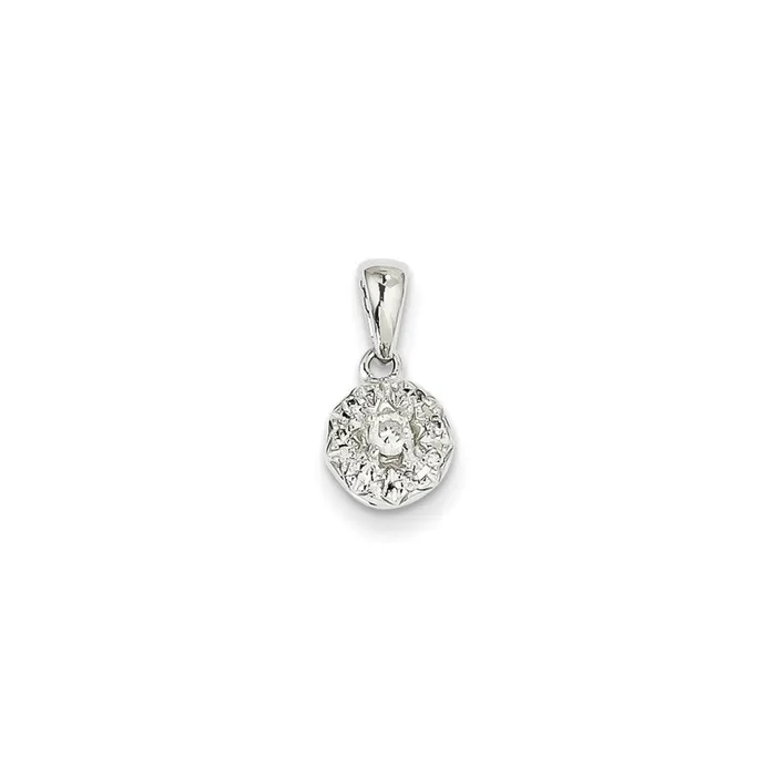 Goldia 14k White Gold 013ct Real Diamond Round Pendant Necklaces