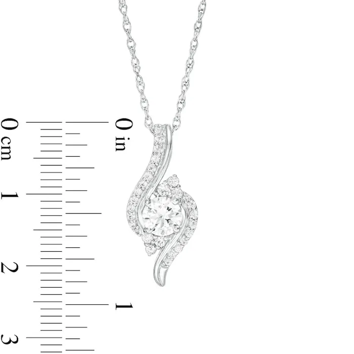 Goldia 50mm LabCreated White Sapphire TriSides Bypass Pendant in Sterling Silver Necklaces