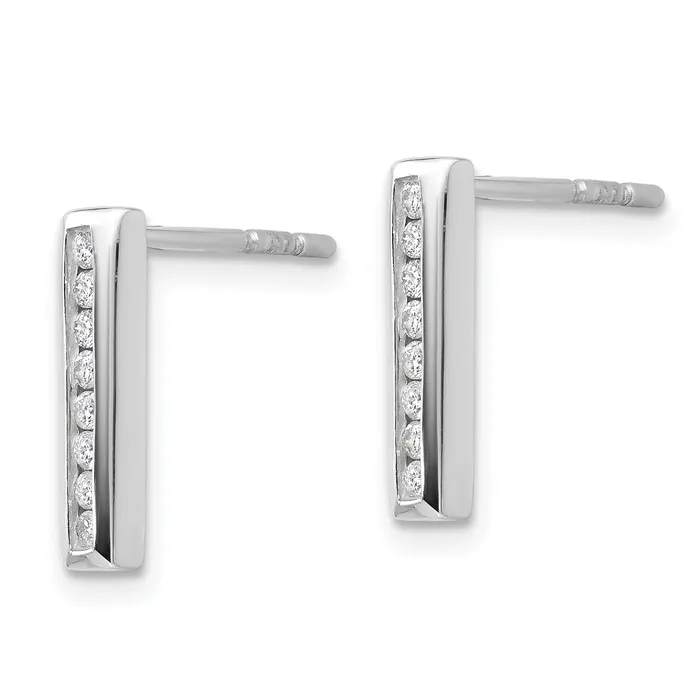 Goldia Earrings 14k White Gold 16 Ct Lab Grown Diamond VSSI G Vertical Bar Post Earrings