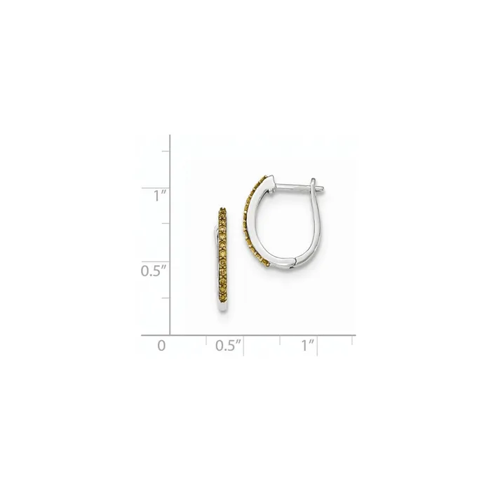 Goldia Earrings 14K White Gold Champagne Real Diamond 13mm Hinged Hoop Earrings