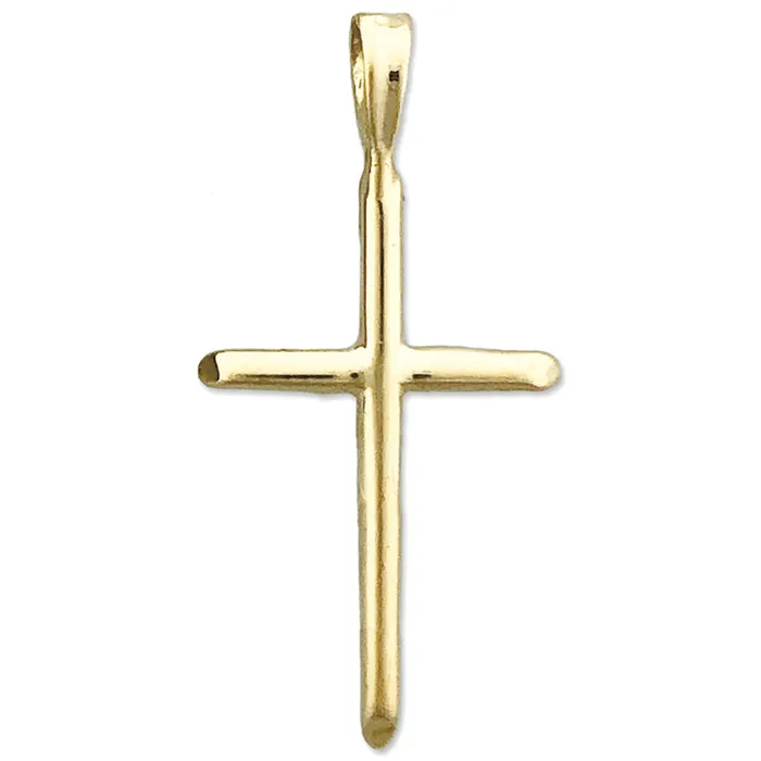 Goldia Necklaces 14K Gold 20MM Beveled Cross Pendant