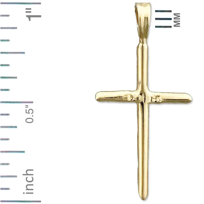 Goldia Necklaces 14K Gold 20MM Beveled Cross Pendant