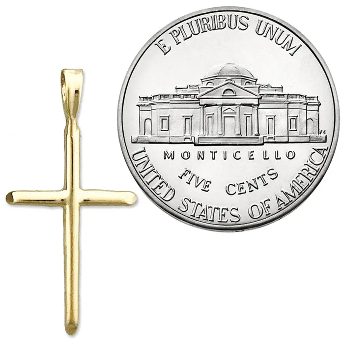 Goldia Necklaces 14K Gold 20MM Beveled Cross Pendant