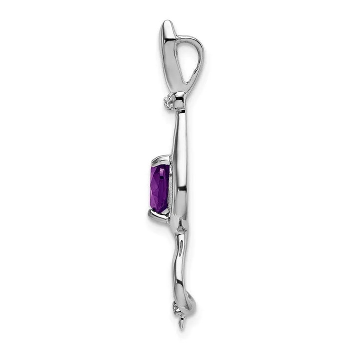 Goldia Necklaces 14k White Gold Amethyst and Real Diamond Cat Pendant