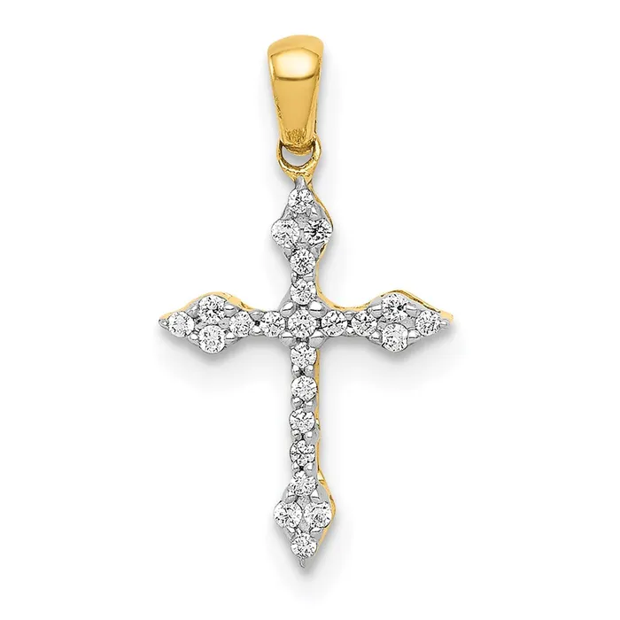Goldia Necklaces 14K Yellow Gold 115ct Real Diamond Cross Pendant