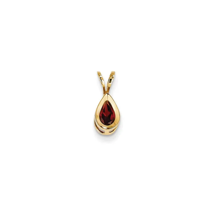 Goldia Necklaces 14K Yellow Gold 6x4mm Pear Garnet bezel pendant