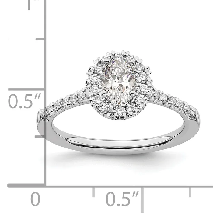 Goldia Rings 14k White Gold 78 Ct Lab Grown Diamond VSSI G Oval Halo Engagement Ring