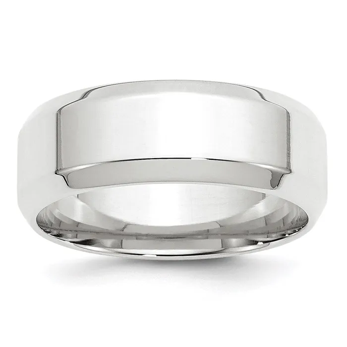 Goldia Rings Solid 14K White Gold 8mm Bevel Edge Comfort Fit MensWomens Wedding Band Ring Size 8 Goldia Rings Solid 14K White Gold 8mm Bevel Edge Comfort Fit MensWomens Wedding Band Ring Size 8