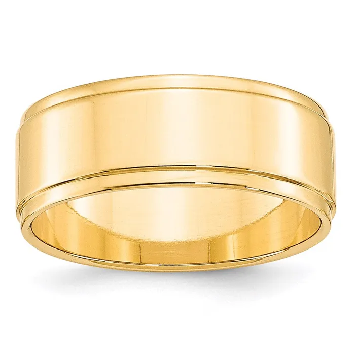 Goldia Rings Solid 18K Yellow Gold 8mm Flat with Step Edge MensWomens Wedding Band Ring Size 95 Goldia Rings Solid 18K Yellow Gold 8mm Flat with Step Edge MensWomens Wedding Band Ring Size 95