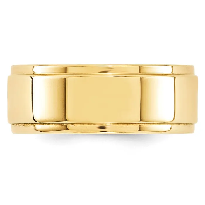 Goldia Rings Solid 18K Yellow Gold 8mm Flat with Step Edge MensWomens Wedding Band Ring Size 95 Goldia Rings Solid 18K Yellow Gold 8mm Flat with Step Edge MensWomens Wedding Band Ring Size 95