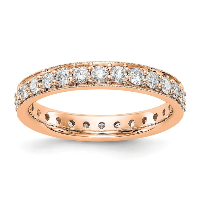 Goldia Rings Solid Real 14k Rose Gold Polished Vintage 1ct CZ Eternity Wedding Band Ring Goldia Rings Solid Real 14k Rose Gold Polished Vintage 1ct CZ Eternity Wedding Band Ring