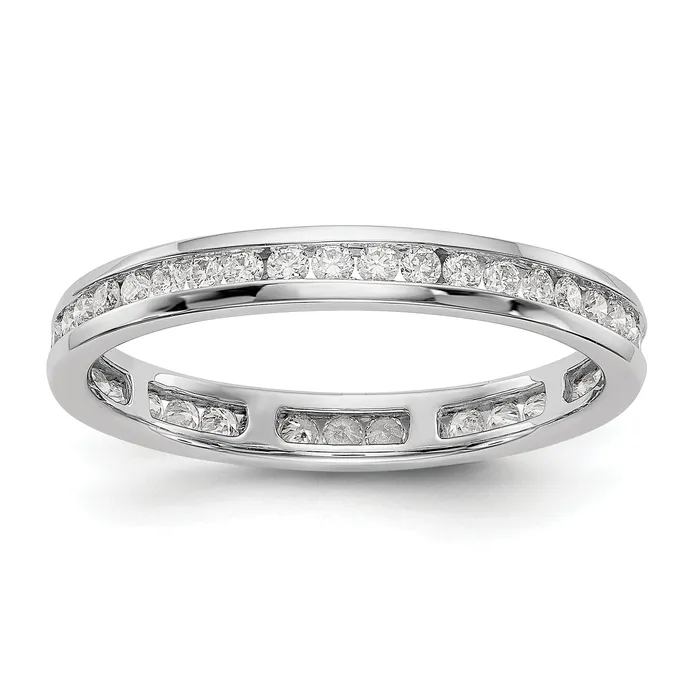 Goldia Rings Solid Real 14k White Gold Polished 12ct Channel Set CZ Eternity Wedding Band Ring Goldia Rings Solid Real 14k White Gold Polished 12ct Channel Set CZ Eternity Wedding Band Ring