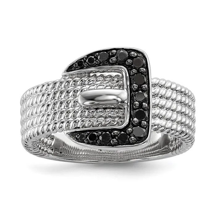 Goldia Rings Sterling Silver Black Diamond Buckle Ring