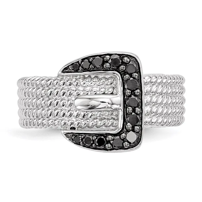 Goldia Rings Sterling Silver Black Diamond Buckle Ring