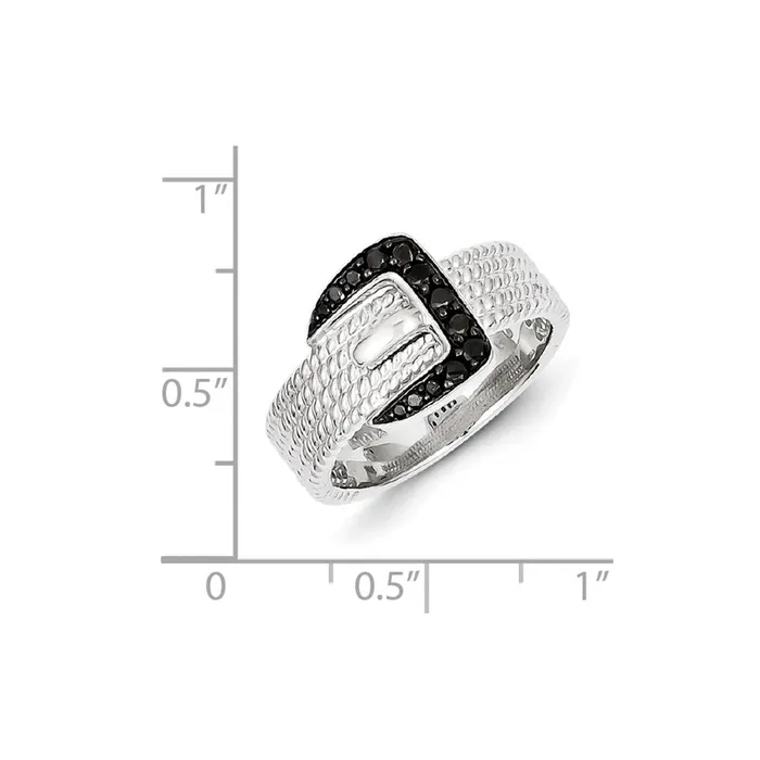 Goldia Rings Sterling Silver Black Diamond Buckle Ring