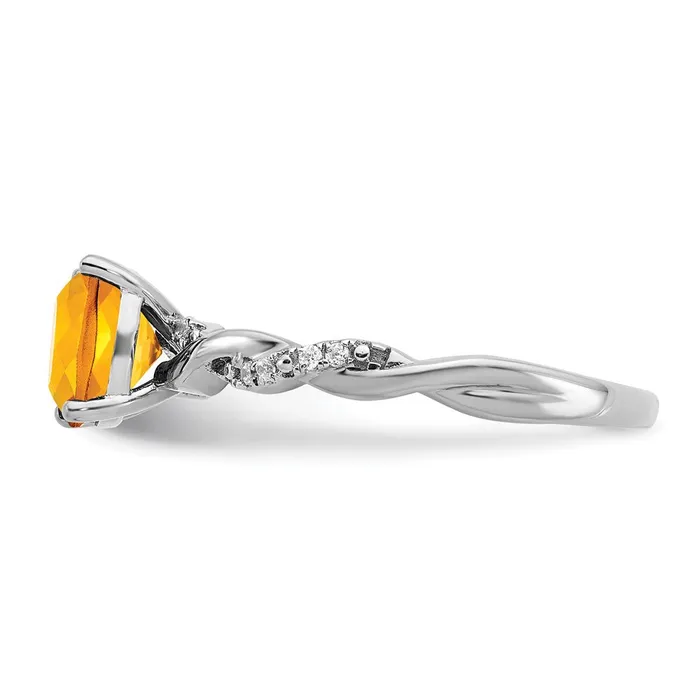 Goldia Rings Sterling Silver Citrine and Diamond Ring