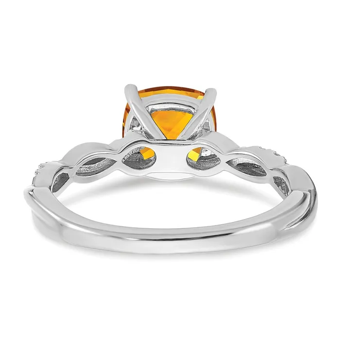 Goldia Rings Sterling Silver Citrine and Diamond Ring