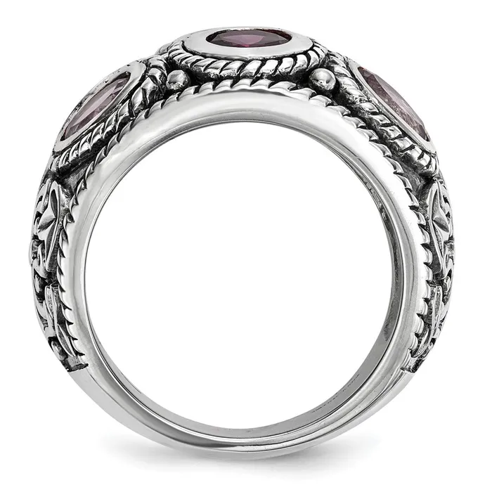 Goldia Rings Sterling Silver Rhod w14k Pink Qrtz Rhodolite GA u0026 Pink Tourmaline Ring
