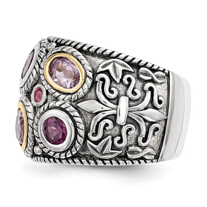 Goldia Rings Sterling Silver Rhod w14k Pink Qrtz Rhodolite GA u0026 Pink Tourmaline Ring