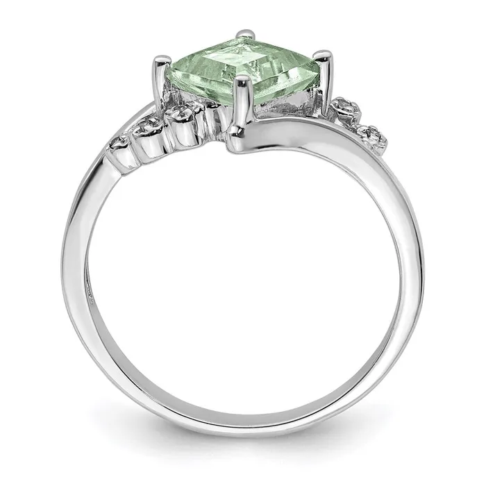 Goldia Rings Sterling Silver Rhodium Princesscut Green Quartz u0026 Diamond Ring