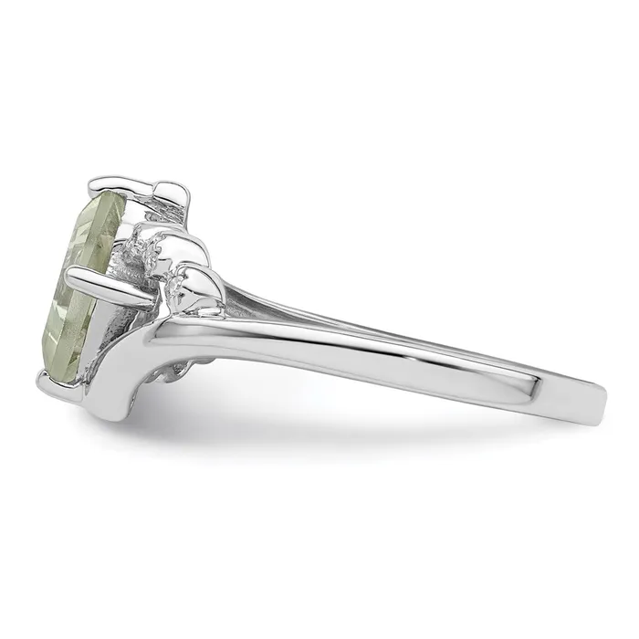 Goldia Rings Sterling Silver Rhodium Princesscut Green Quartz u0026 Diamond Ring