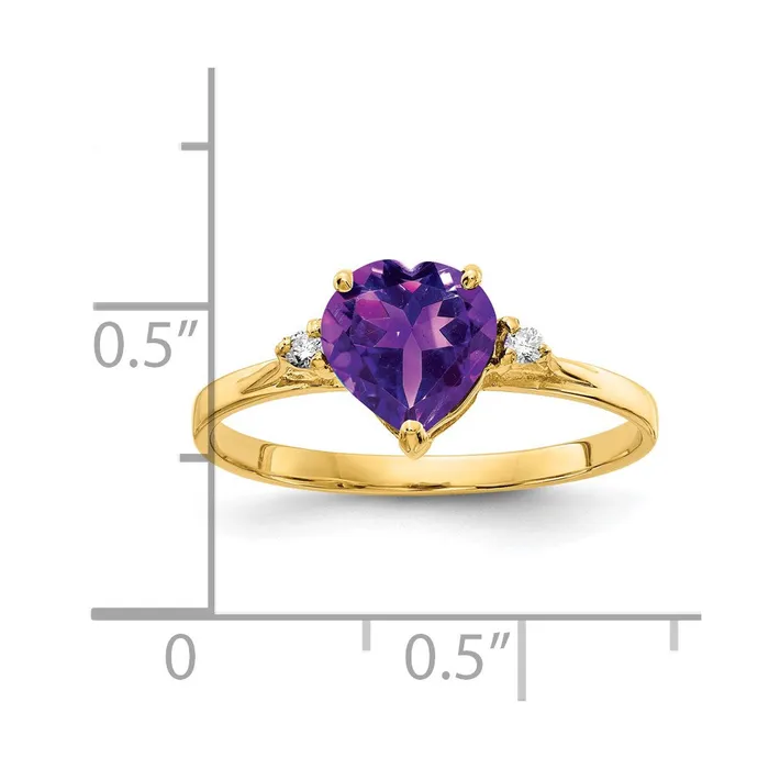 Goldia Solid 14k Yellow Gold 7mm Heart Simulated Amethyst A CZ Ring Rings