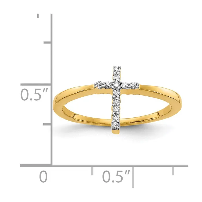 Goldia Solid 14k Yellow Gold Simulated CZ Cross Ring Rings