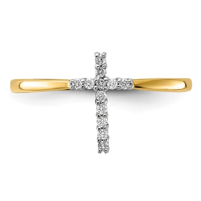 Goldia Solid 14k Yellow Gold Simulated CZ Cross Ring Rings