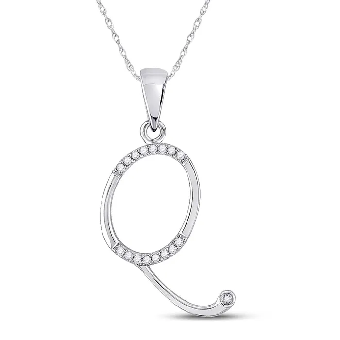 Necklaces 14k White Gold Round Diamond Initial Q Letter Pendant 112 Cttw gndatlanta Necklaces 14k White Gold Round Diamond Initial Q Letter Pendant 112 Cttw gndatlanta