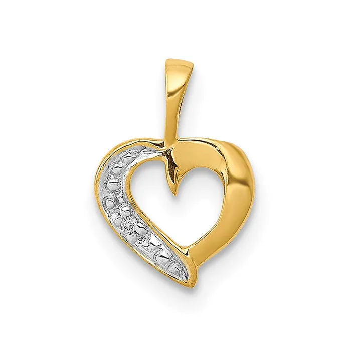 Necklaces 14K Yellow Gold 01ct Real Diamond Heart Pendant Goldia