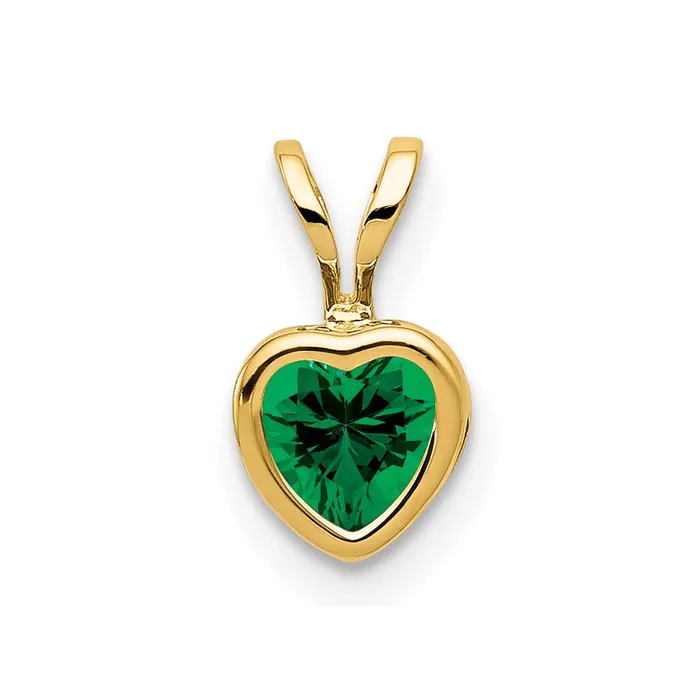 Necklaces 14K Yellow Gold 5mm Heart Mount St Helens bezel pendant Goldia