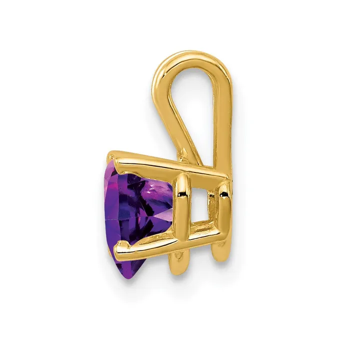 Necklaces 14K Yellow Gold 6mm Heart Amethyst pendant Goldia