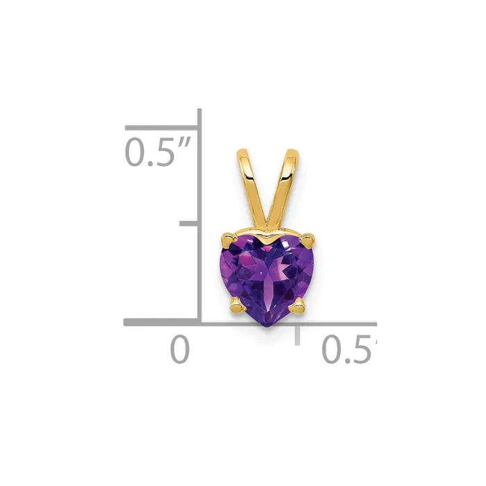 Necklaces 14K Yellow Gold 6mm Heart Amethyst pendant Goldia
