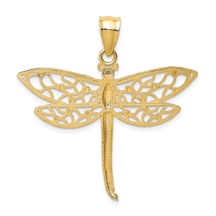 Necklaces 14k Yellow Gold Diamondcut Dragonfly Pendant Goldia