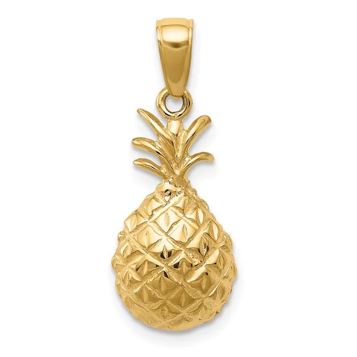 Necklaces 14k Yellow Gold Diamondcut Pineapple Pendant Goldia