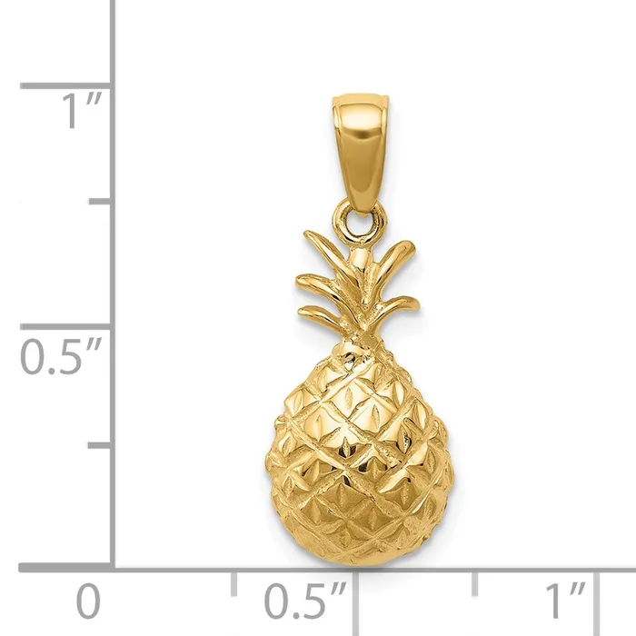 Necklaces 14k Yellow Gold Diamondcut Pineapple Pendant Goldia