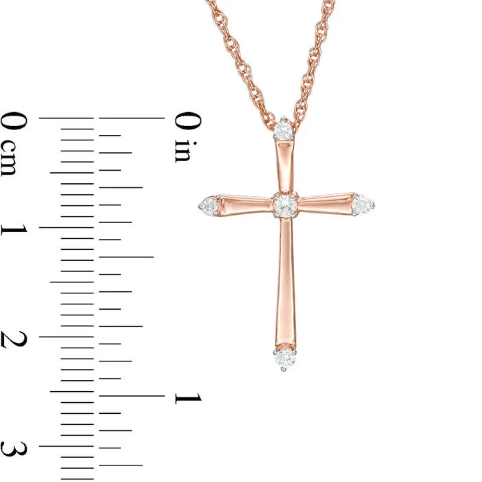 Necklaces Goldia 01 CT TW Natural Diamond Cross Pendant in Sterling Silver with 14K Rose Gold Plate Necklaces Goldia 01 CT TW Natural Diamond Cross Pendant in Sterling Silver with 14K Rose Gold Plate