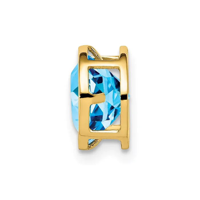 Necklaces Goldia 14K Yellow Gold 7mm Blue Topaz Checker bezel pendant