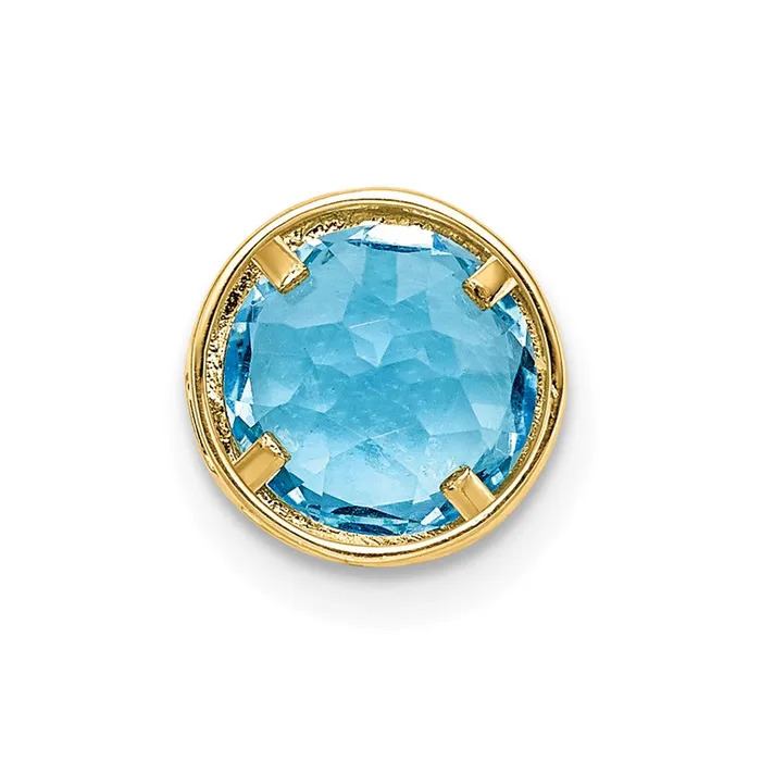 Necklaces Goldia 14K Yellow Gold 7mm Blue Topaz Checker bezel pendant