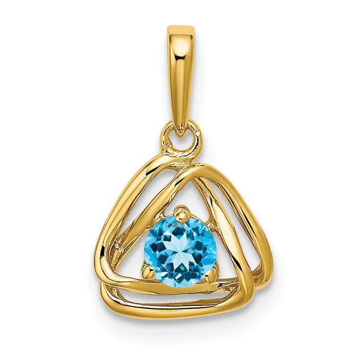 Necklaces Goldia 14K Yellow Gold Blue Topaz Triangle Pendant