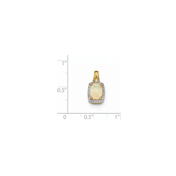 Necklaces Goldia 14K Yellow Gold Oval Australian Opal u0026 Real Diamond Rectangle Pendant